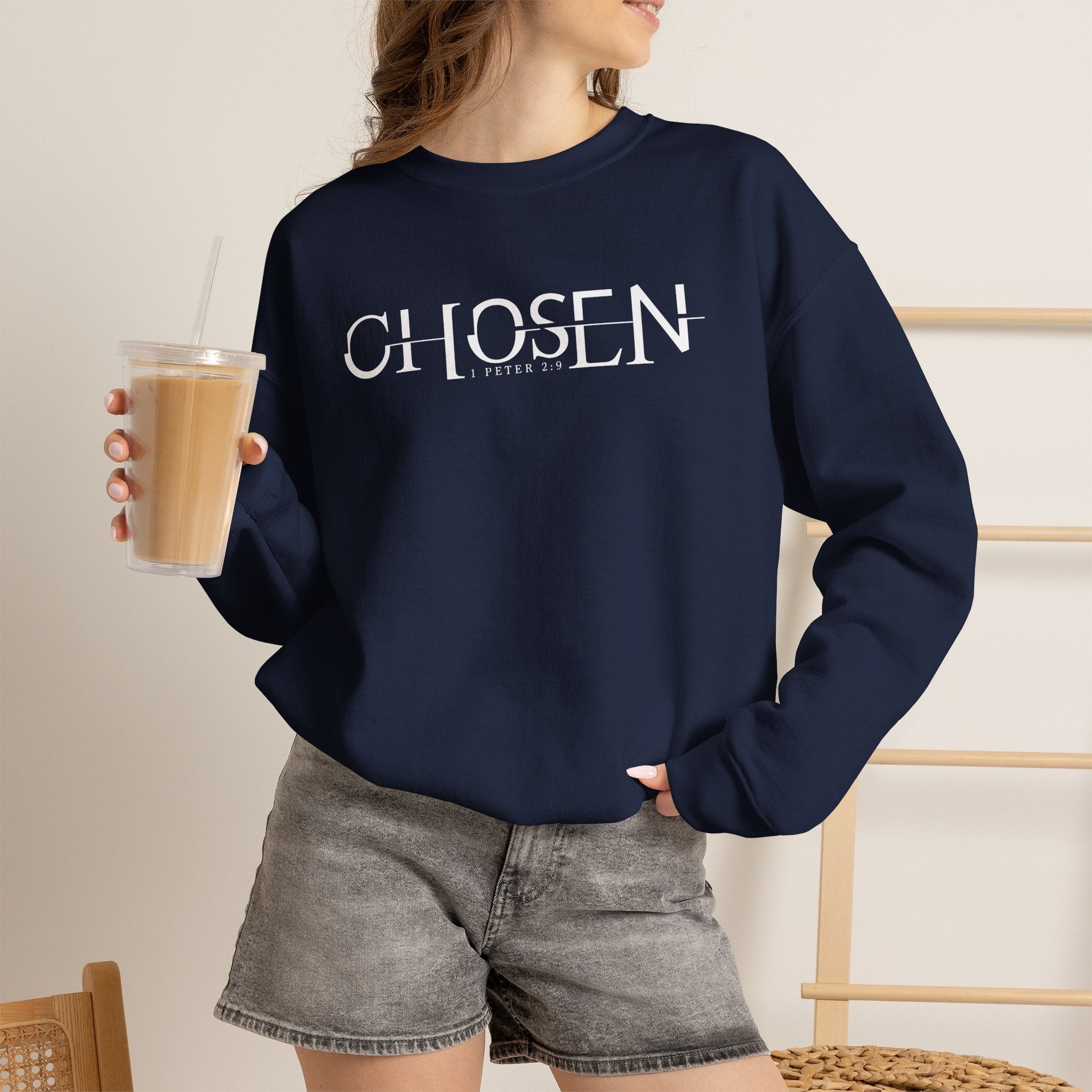 Chosen Christian Sweatshirt, Faith-Based Scripture Pullover