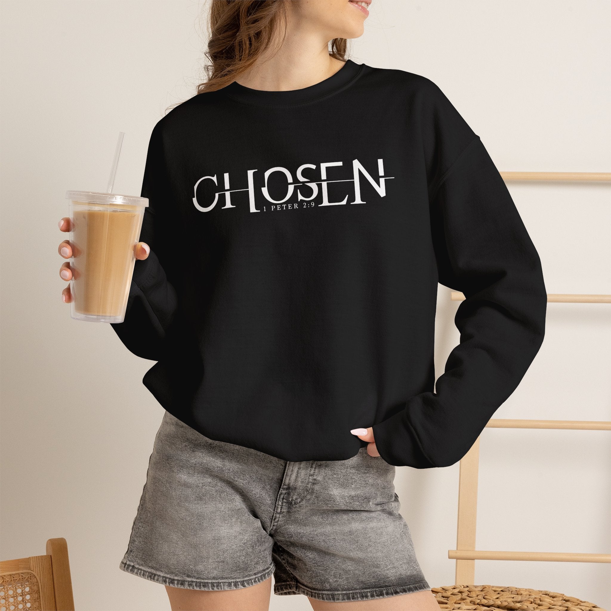 Chosen Christian Sweatshirt, Faith-Based Scripture Pullover