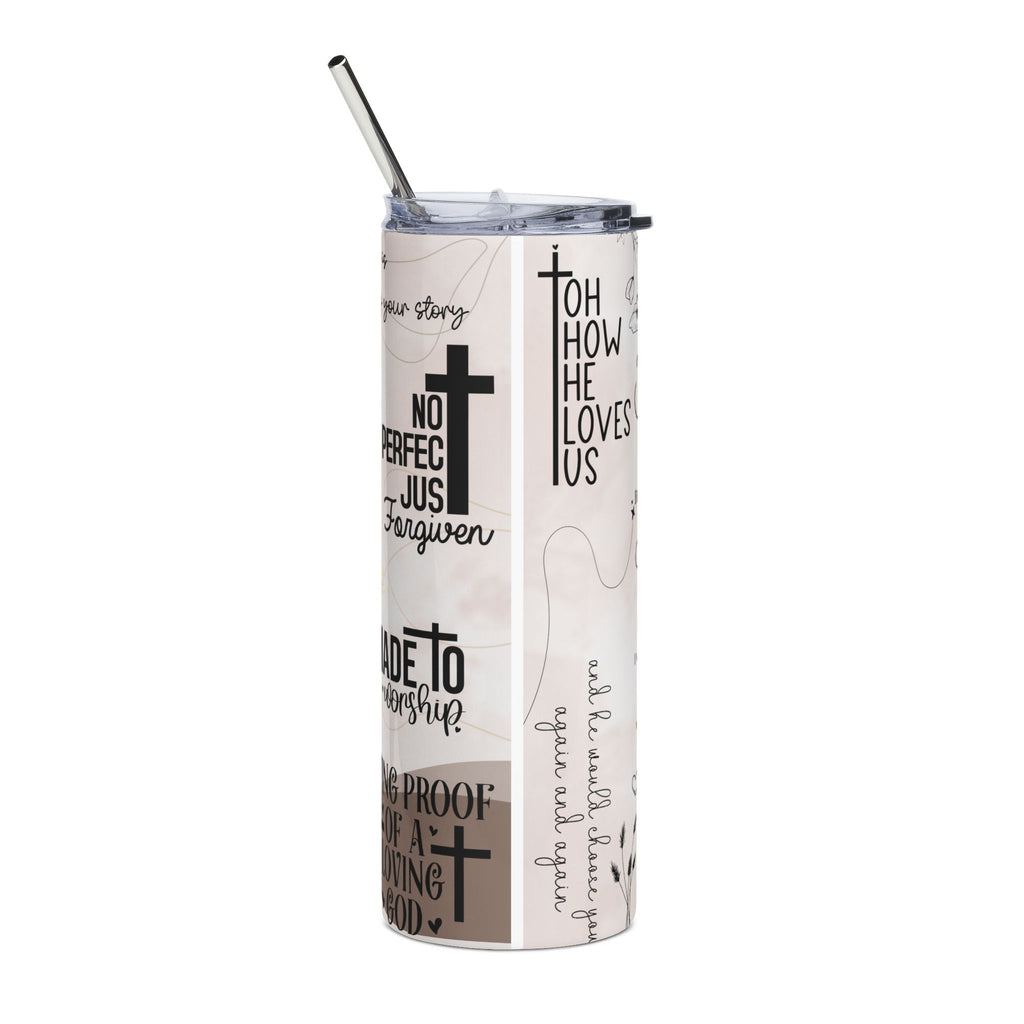 Fear Not I Am With You Christian 20 oz Tumbler, Faith & Prayer Design