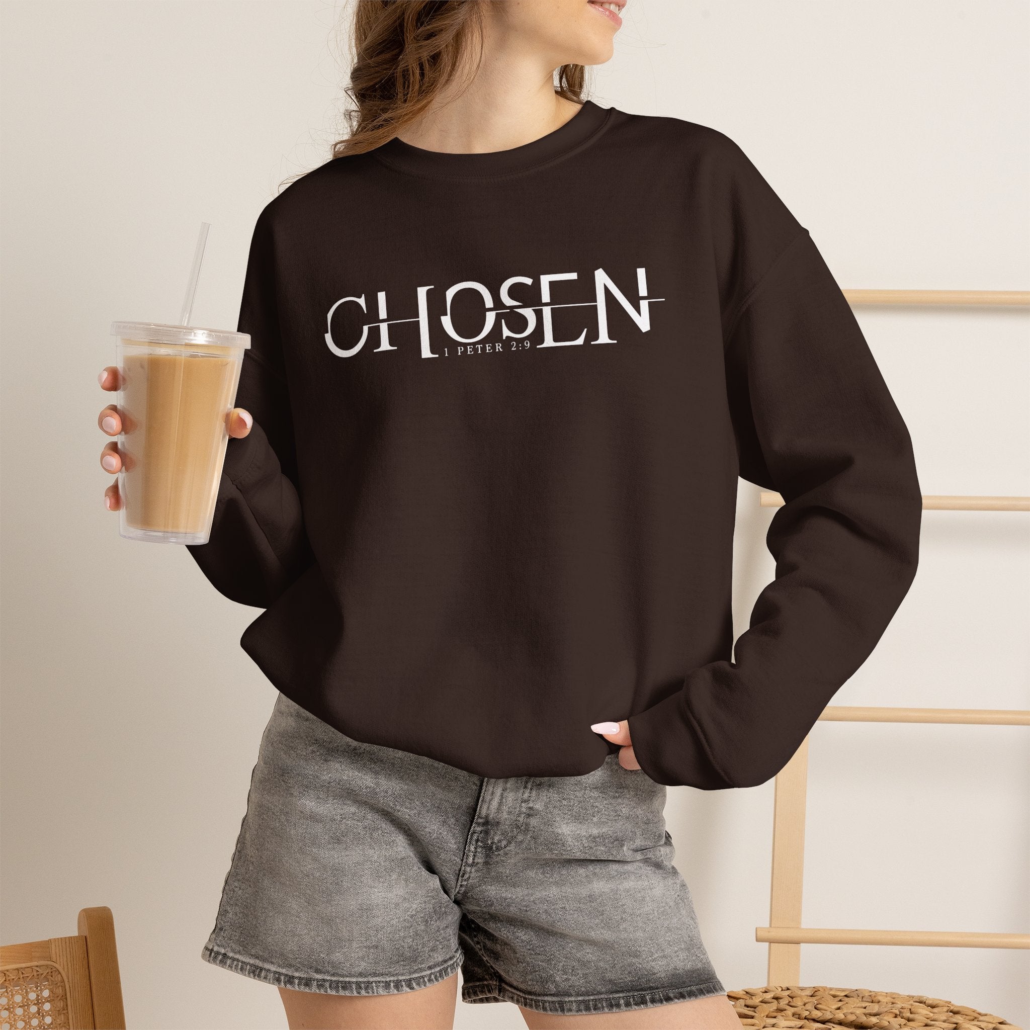 Chosen Christian Sweatshirt, Faith-Based Scripture Pullover