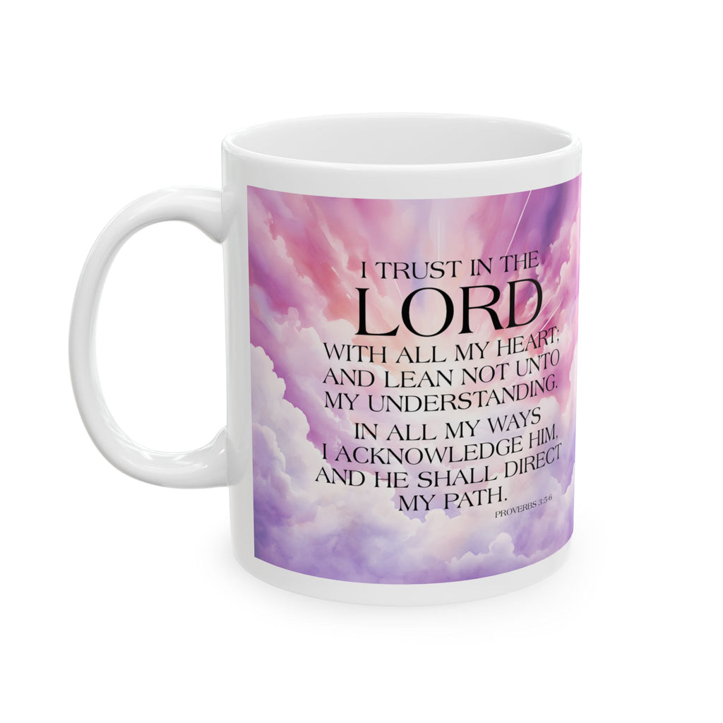 Trust in the Lord Proverbs 3:5-6 Mug, Inspirational Christian Bible Verse Mug