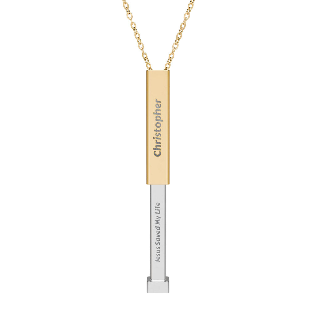 Personalized "Jesus Saved My Life" Hidden Engraved Message Sliding Bar Necklace