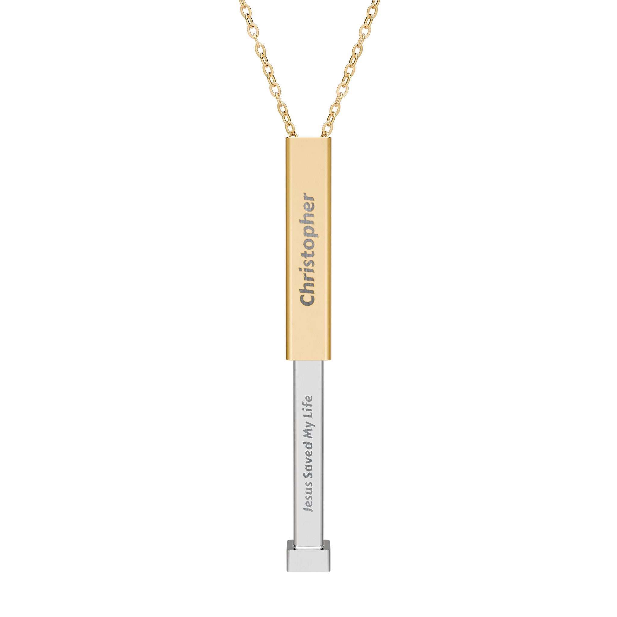 Personalized "Jesus Saved My Life" Hidden Engraved Message Sliding Bar Necklace
