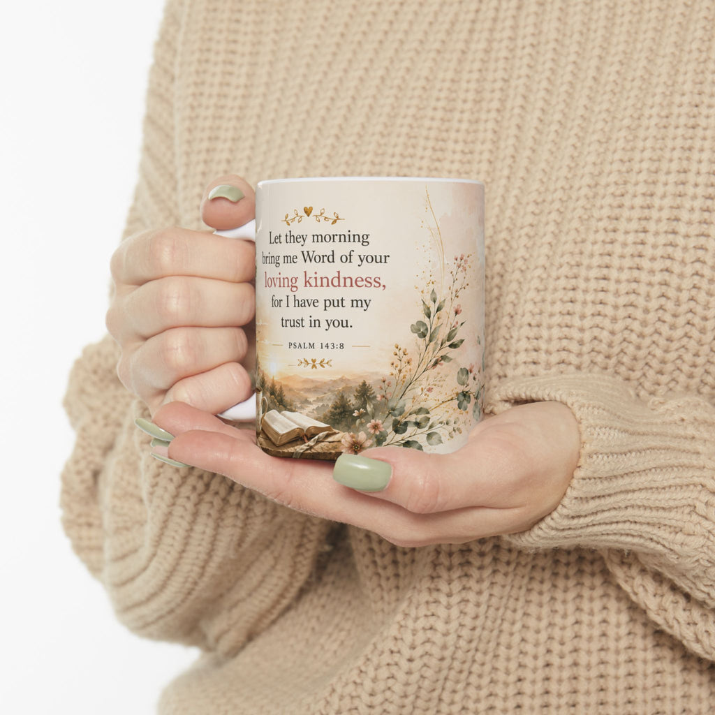 Morning by Morning I Trust Him Psalm 143:8 Mug