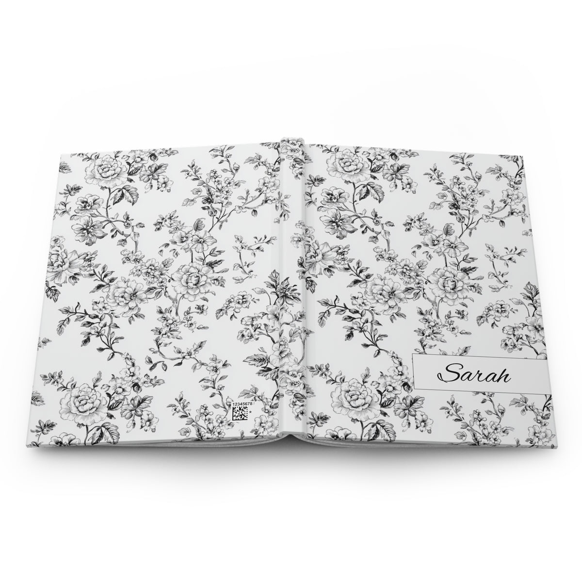 Personalized Black Toile de Jouy Floral Hardcover Journal