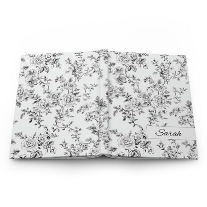 Personalized Black Toile de Jouy Floral Hardcover Journal