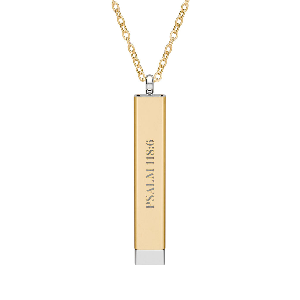 Faith Over Fear Hidden Engraved Message Sliding Blank Bar Necklace