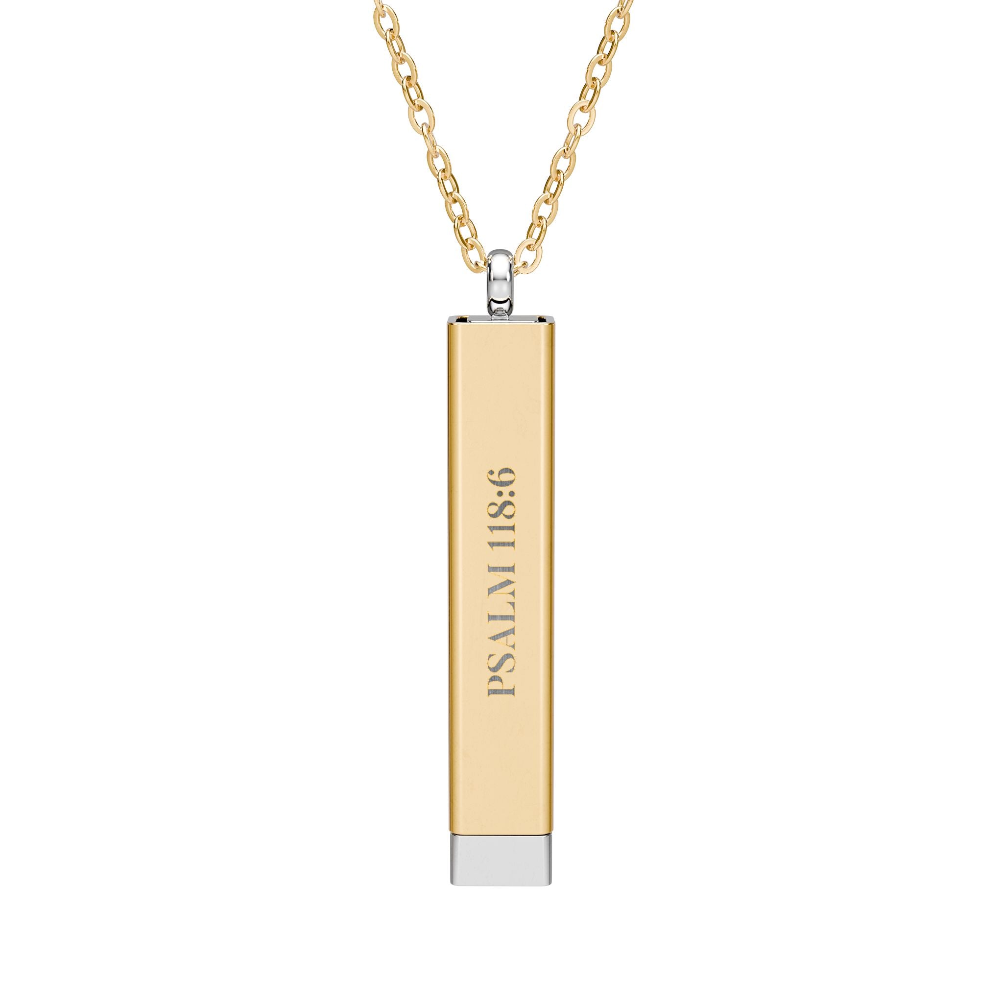 Faith Over Fear Hidden Engraved Message Sliding Blank Bar Necklace