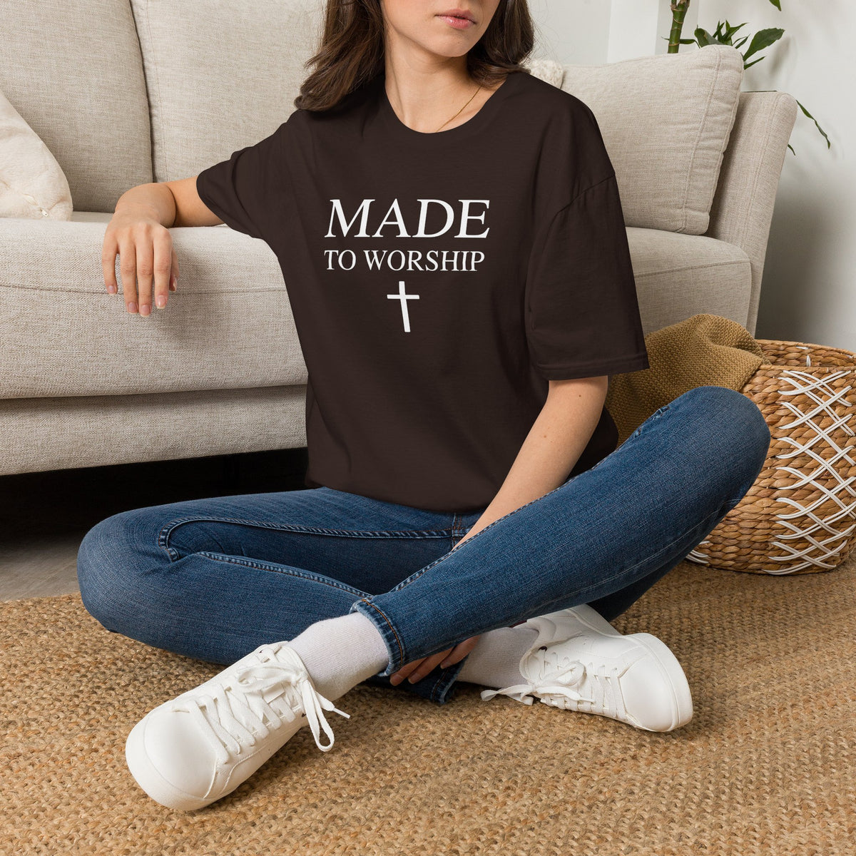 Made to Worship Christian Cross T-Shirt, Psalm 95:1