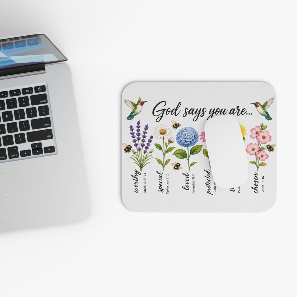 God Says You Are Worthy, Loved & Chosen Christian Mouse Pad