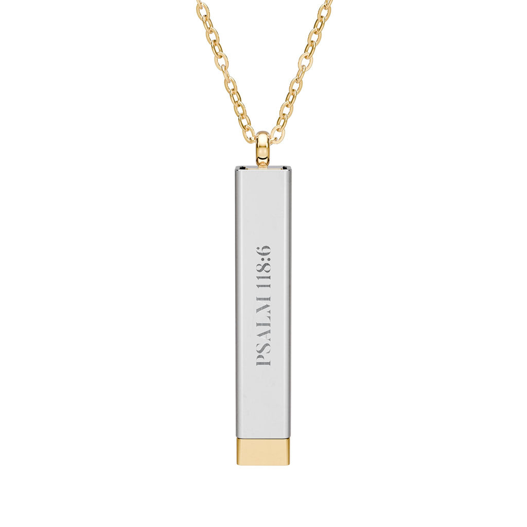 Faith Over Fear Hidden Engraved Message Sliding Blank Bar Necklace