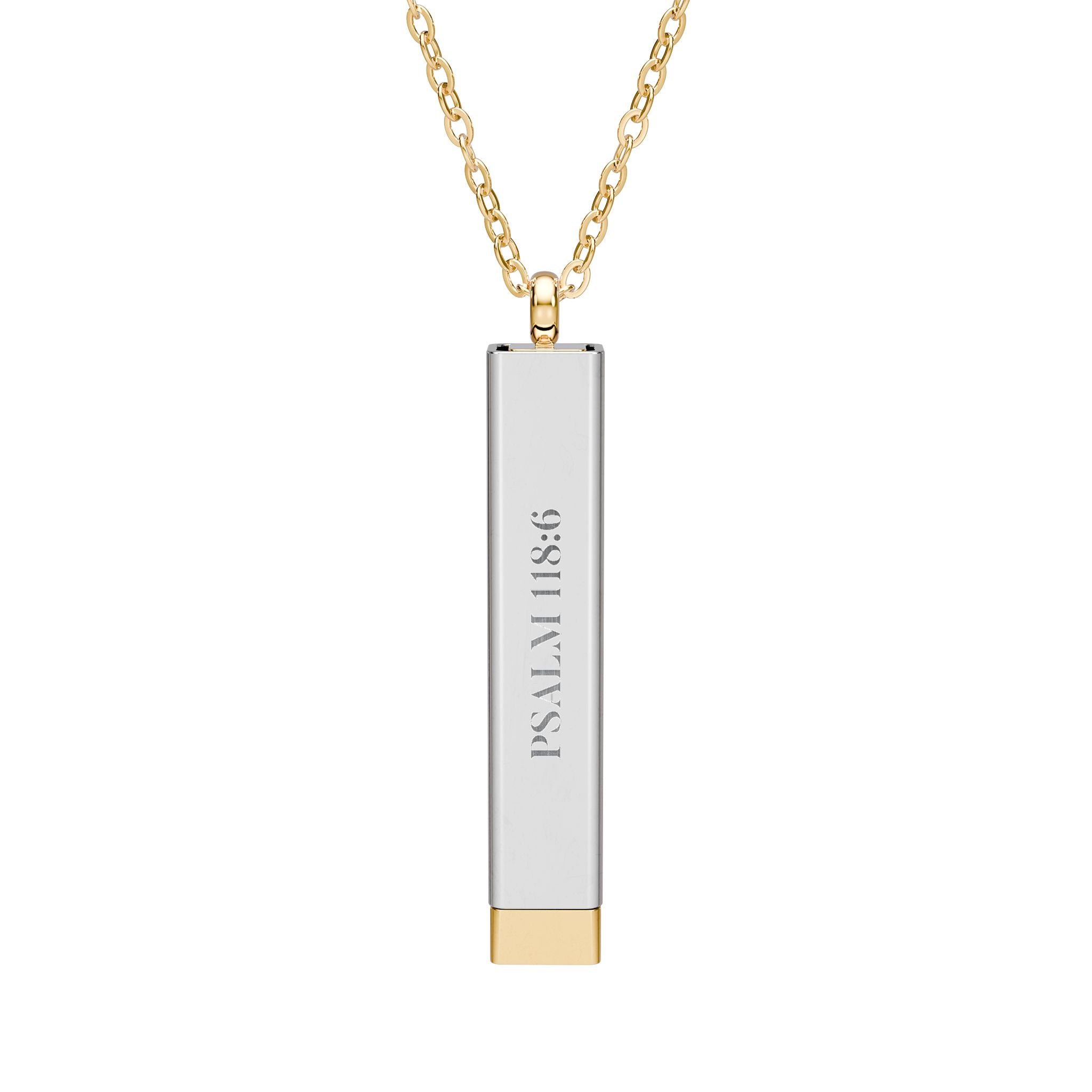 Faith Over Fear Hidden Engraved Message Sliding Blank Bar Necklace
