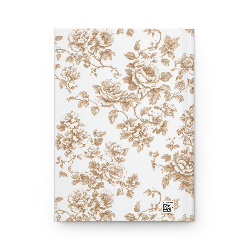 Personalized Champagne Toile de Jouy Floral Journal, Elegant Vintage Floral Notebook