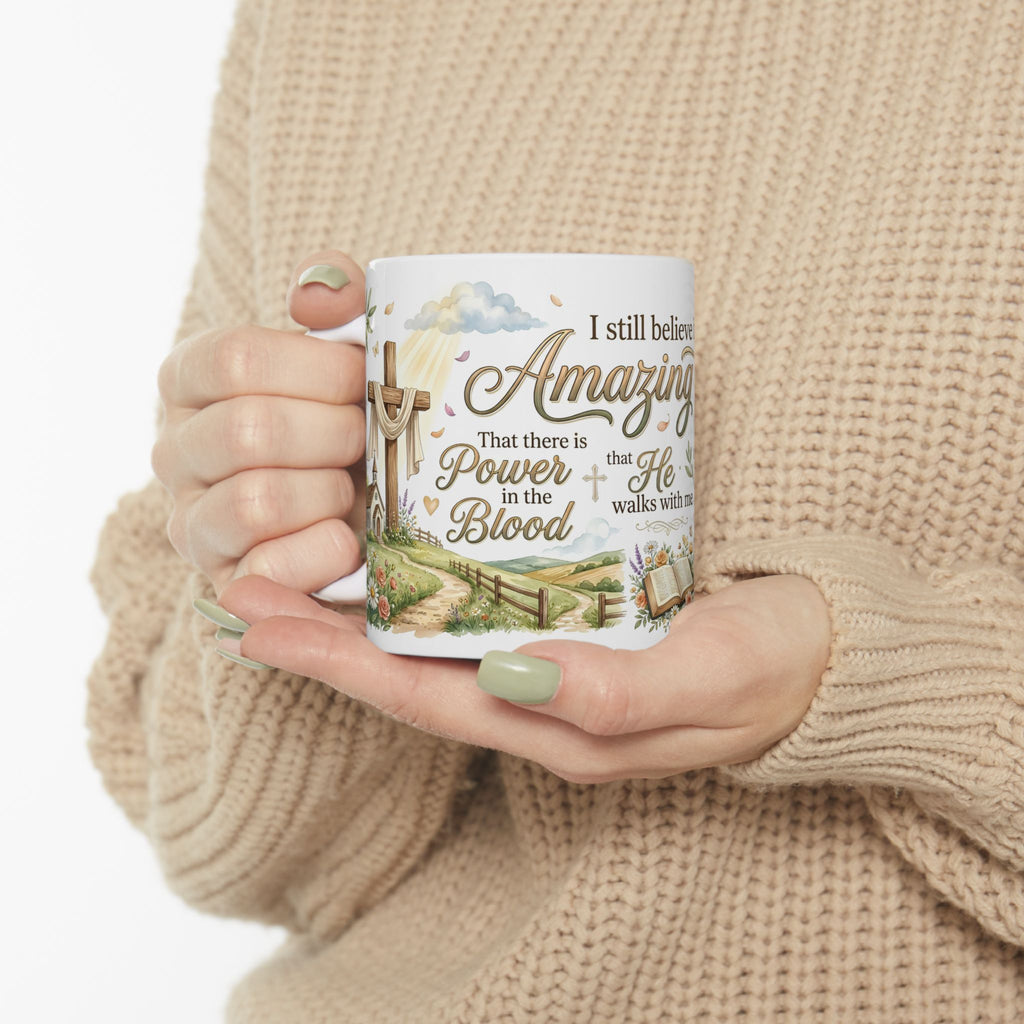 Amazing Grace Christian Coffee Mug, Inspirational Faith Scripture Mug  11 oz, 15 oz