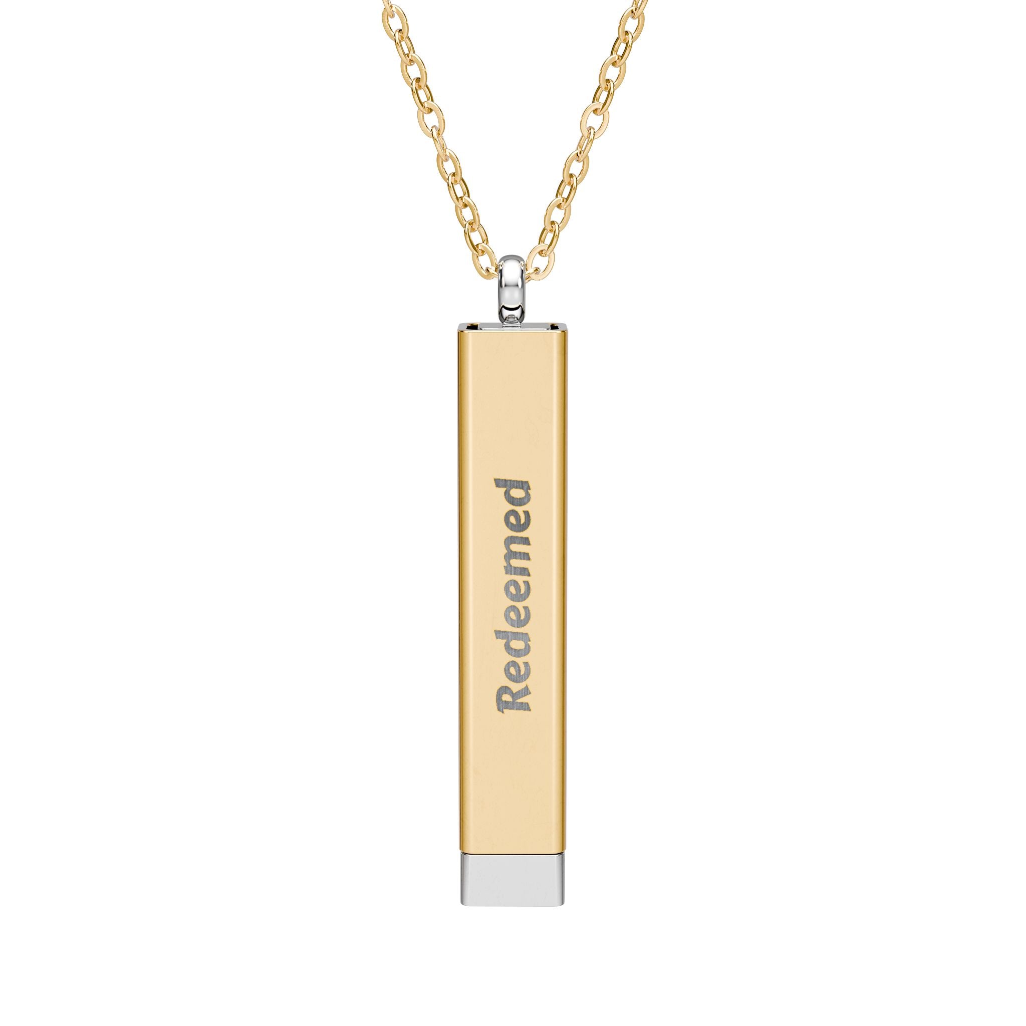 "Saved By Grace" Hidden Engraved Message Sliding Bar Necklace
