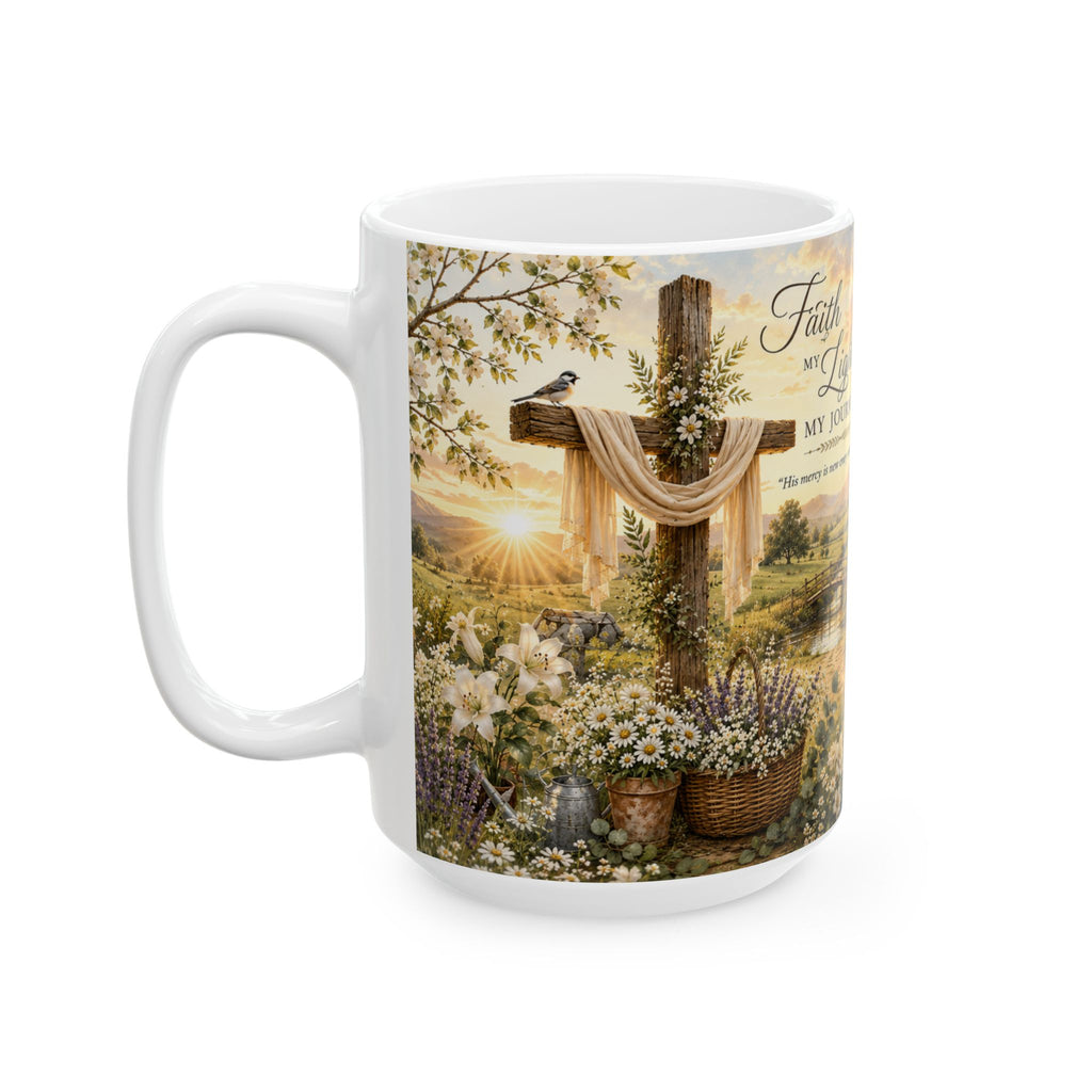 My Faith Lights My Journey Mug, Forever Anchored in Christ Ceramic Mug