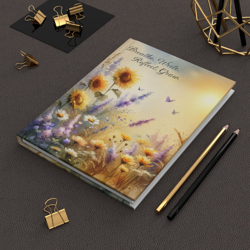Breathe Write Reflect Grow Floral Lined Hardcover Journal