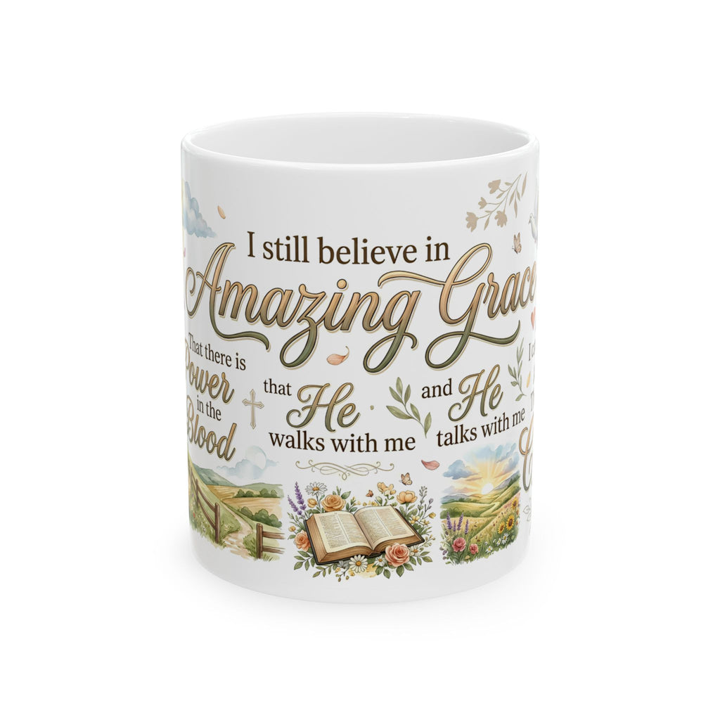 Amazing Grace Christian Coffee Mug, Inspirational Faith Scripture Mug  11 oz, 15 oz