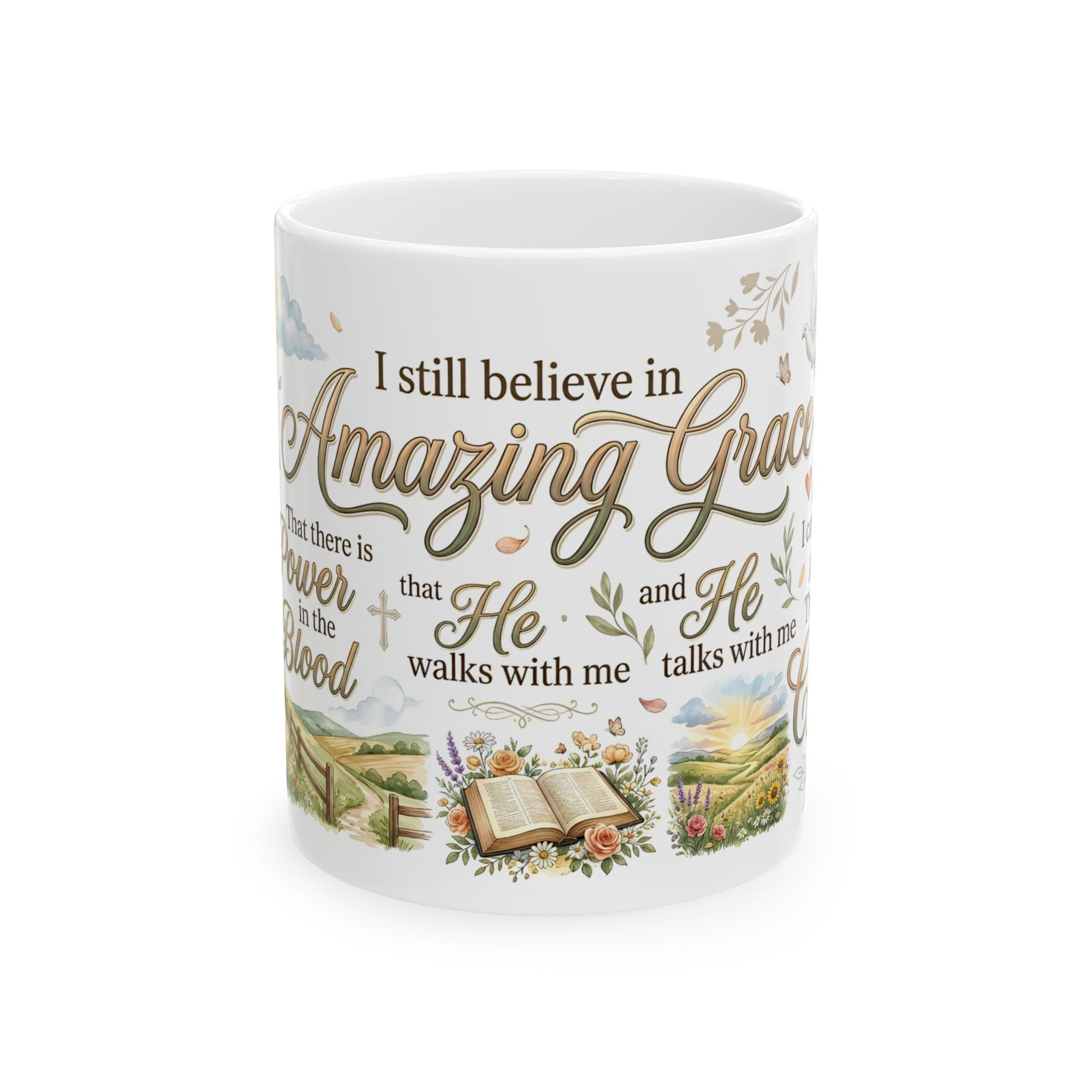 Amazing Grace Christian Coffee Mug, Inspirational Faith Scripture Mug  11 oz, 15 oz