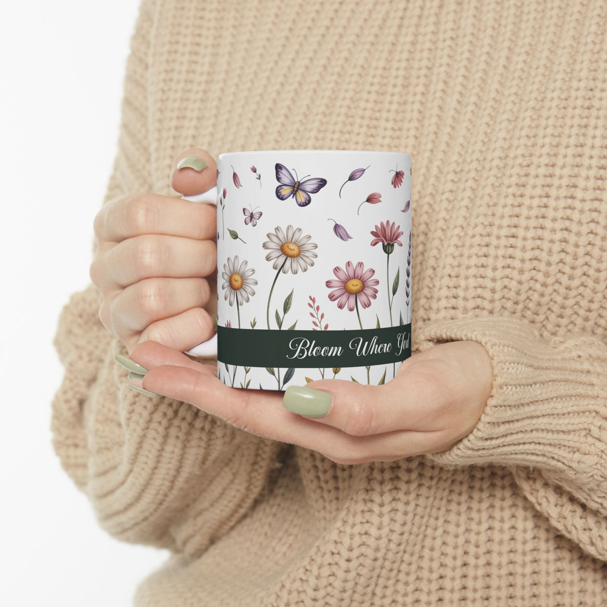 Bloom Where God Plants You Floral Ceramic Mug, (11oz, 15oz)