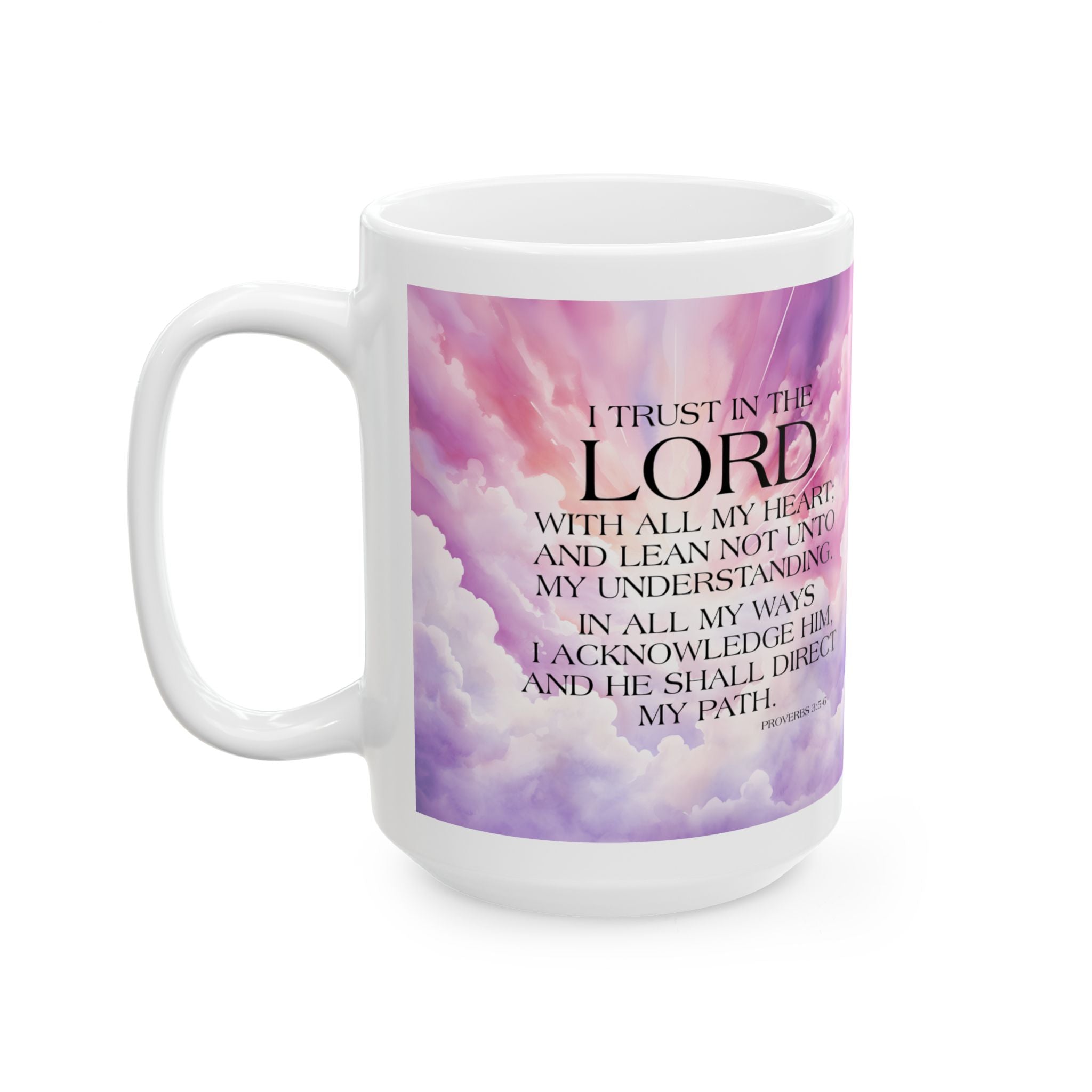 Trust in the Lord Proverbs 3:5-6 Mug, Inspirational Christian Bible Verse Mug
