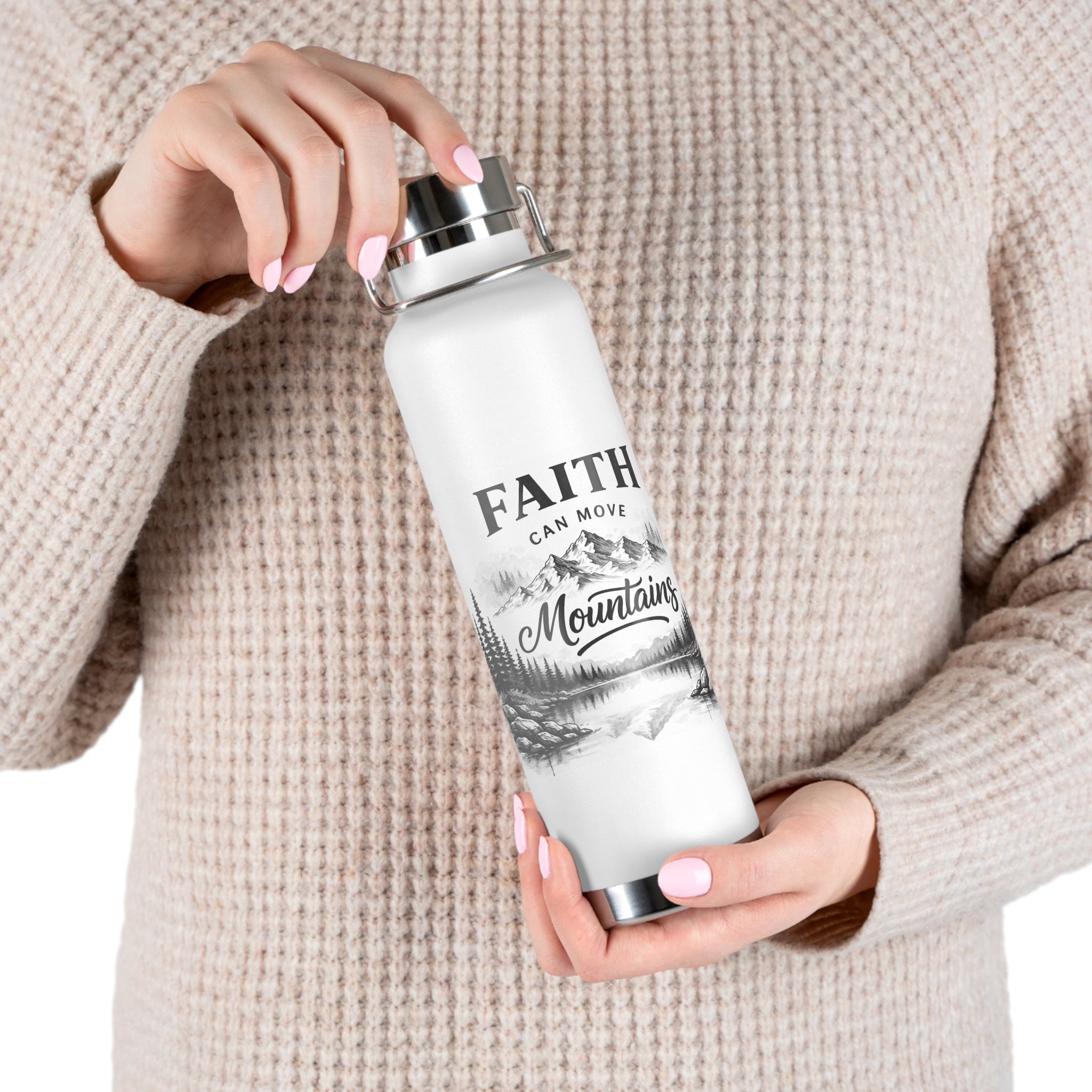 Faith Can Move Mountains Copper Vacuum Insulated Bottle, 22oz