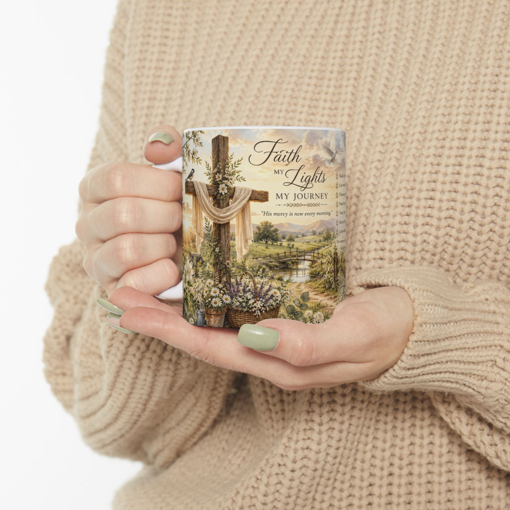 My Faith Lights My Journey Mug, Forever Anchored in Christ Ceramic Mug