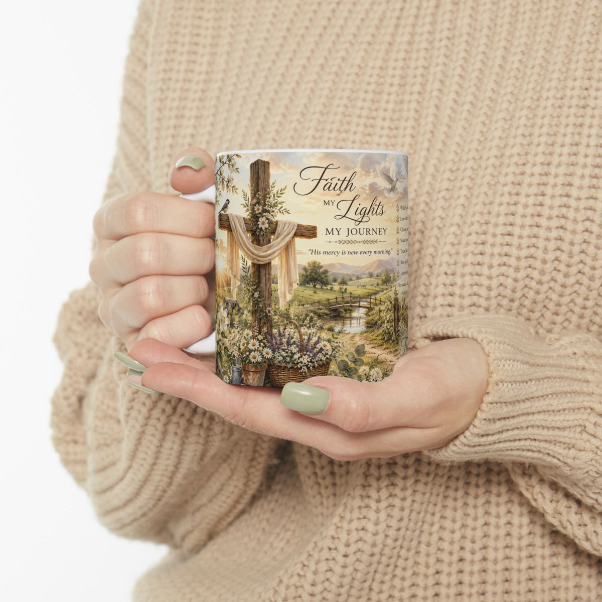 My Faith Lights My Journey Mug, Forever Anchored in Christ Ceramic Mug