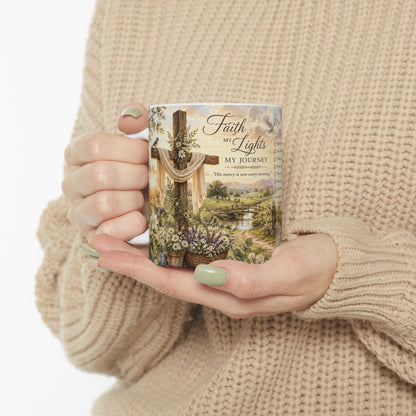 My Faith Lights My Journey Mug, Forever Anchored in Christ Ceramic Mug