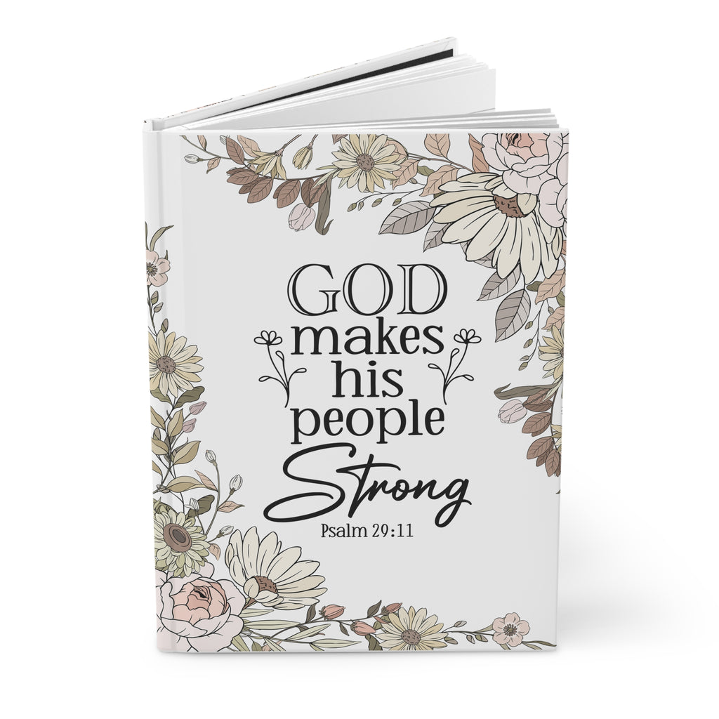 God Makes His People Strong Hardcover Journal, Elegant Prayer, Psalm 29:11