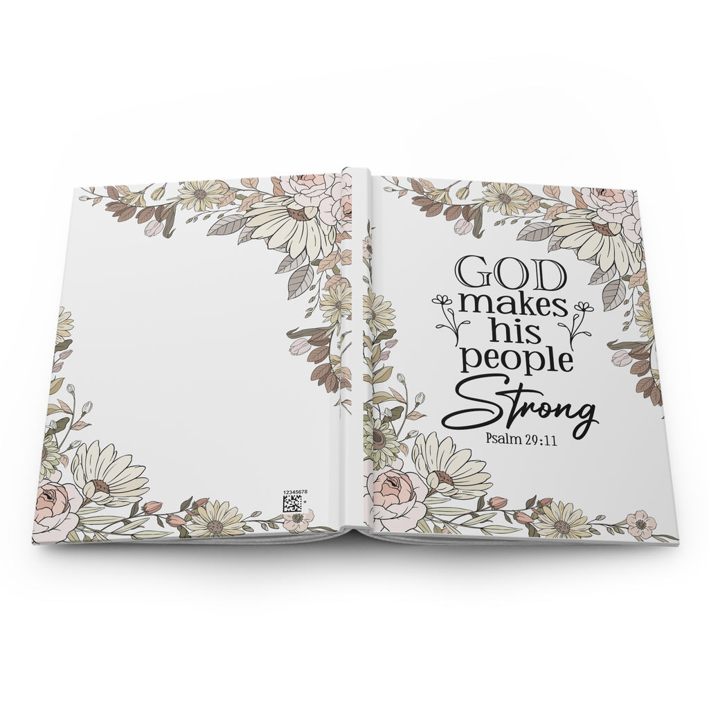 God Makes His People Strong Hardcover Journal, Elegant Prayer, Psalm 29:11