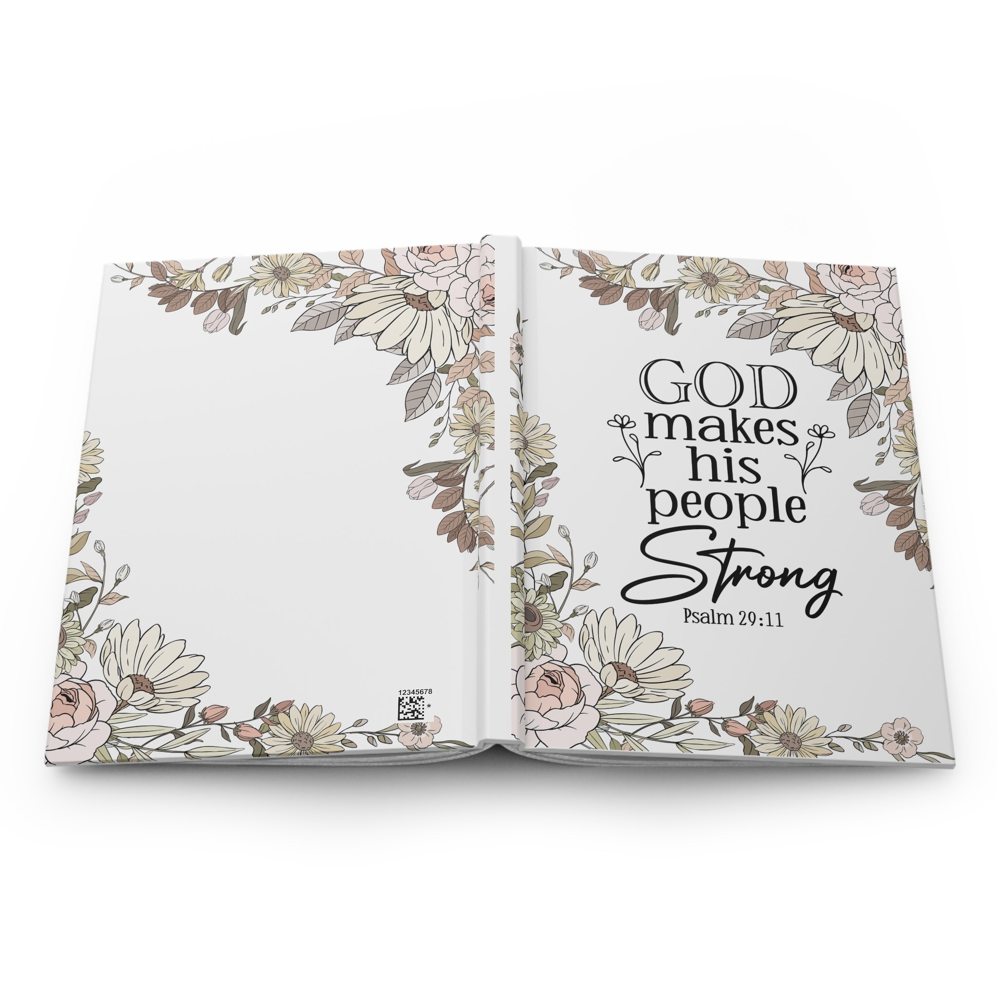 God Makes His People Strong Hardcover Journal, Elegant Prayer, Psalm 29:11