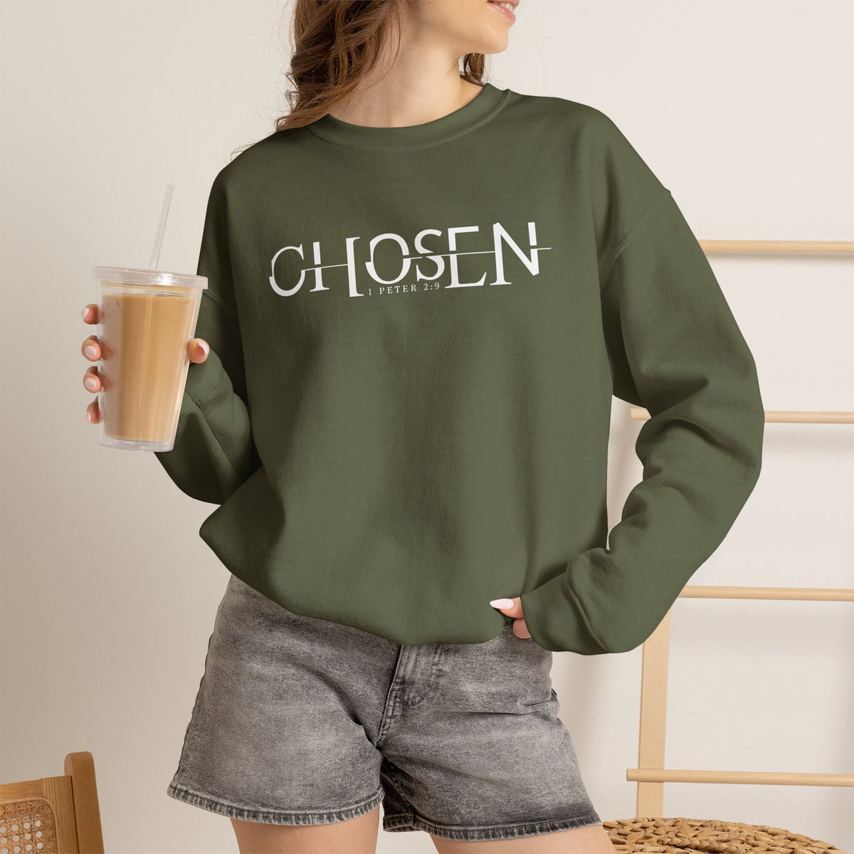 Chosen Christian Sweatshirt, Faith-Based Scripture Pullover