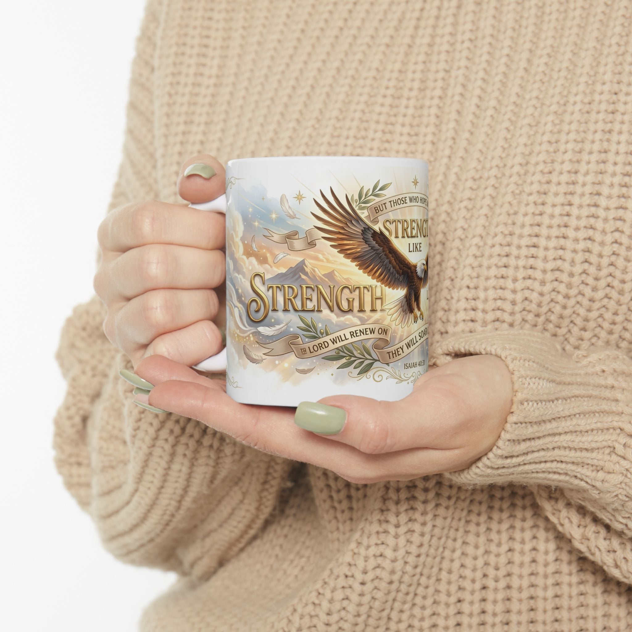 Strength Like Eagles Isaiah 40:31 Mug, Inspirational Bible Verse Coffee Mug