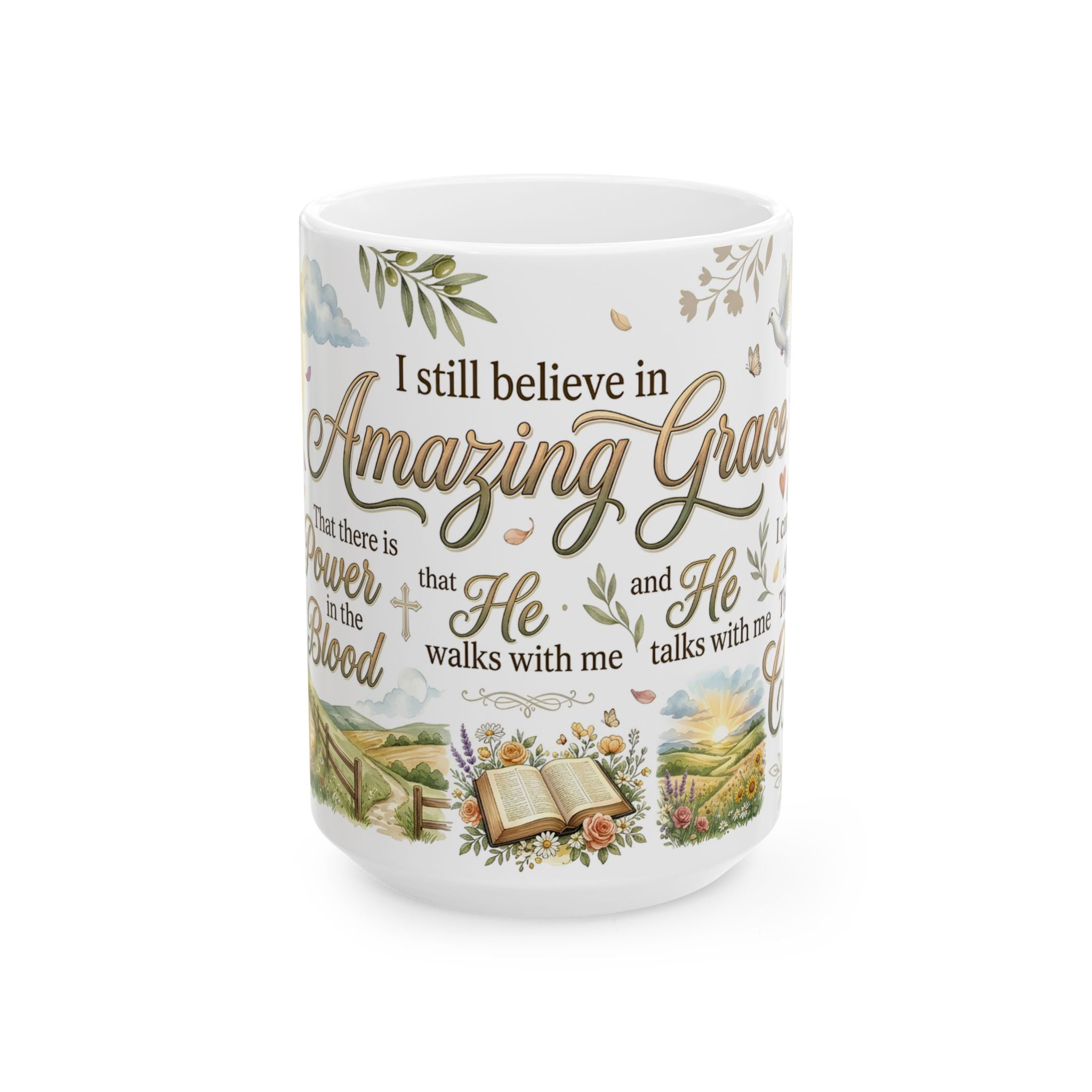 Amazing Grace Christian Coffee Mug, Inspirational Faith Scripture Mug  11 oz, 15 oz