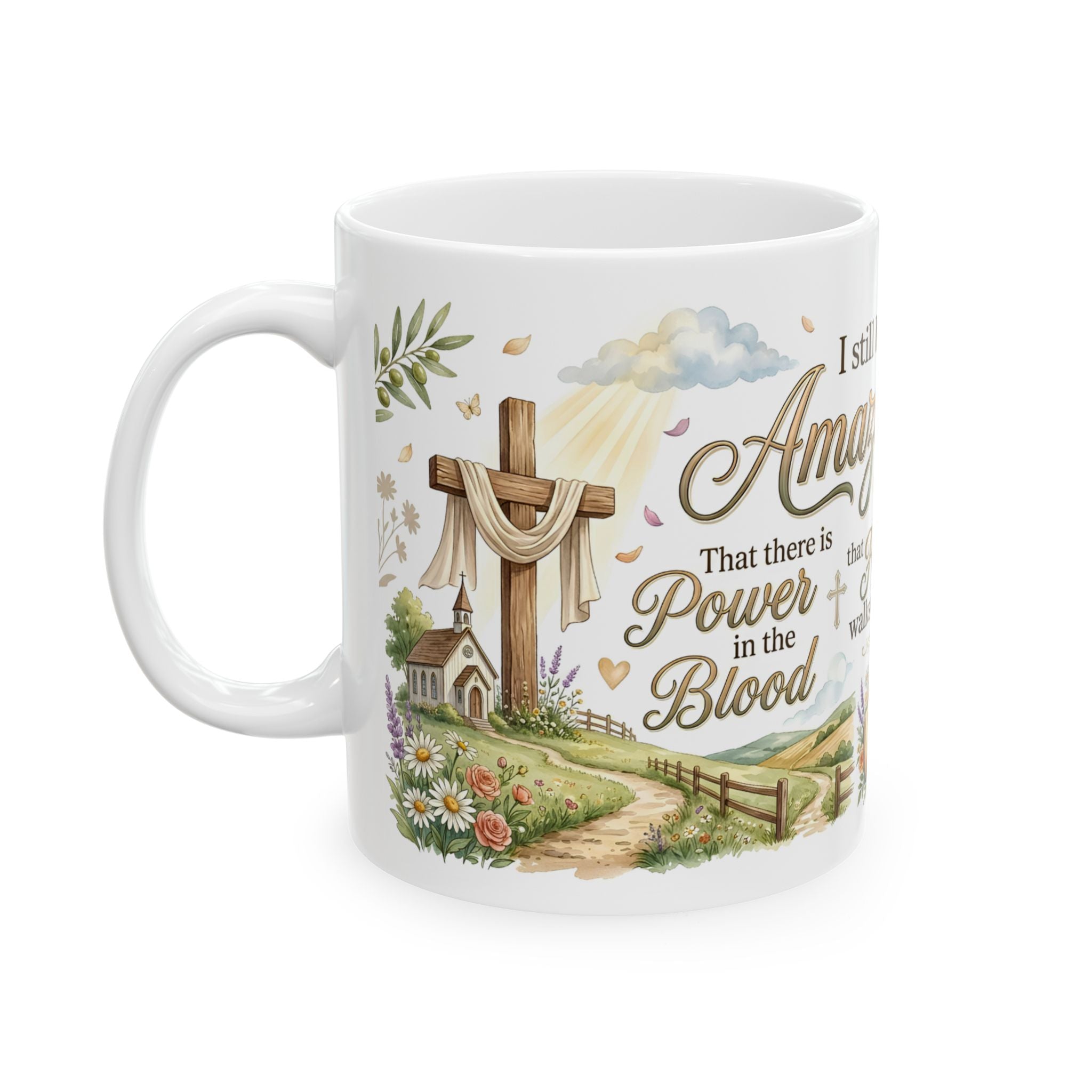 Amazing Grace Christian Coffee Mug, Inspirational Faith Scripture Mug  11 oz, 15 oz