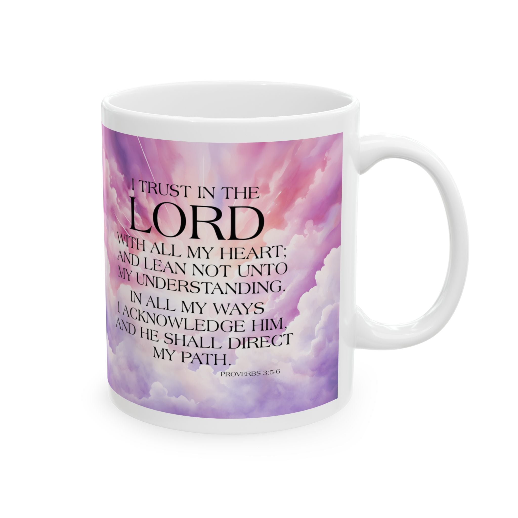 Trust in the Lord Proverbs 3:5-6 Mug, Inspirational Christian Bible Verse Mug