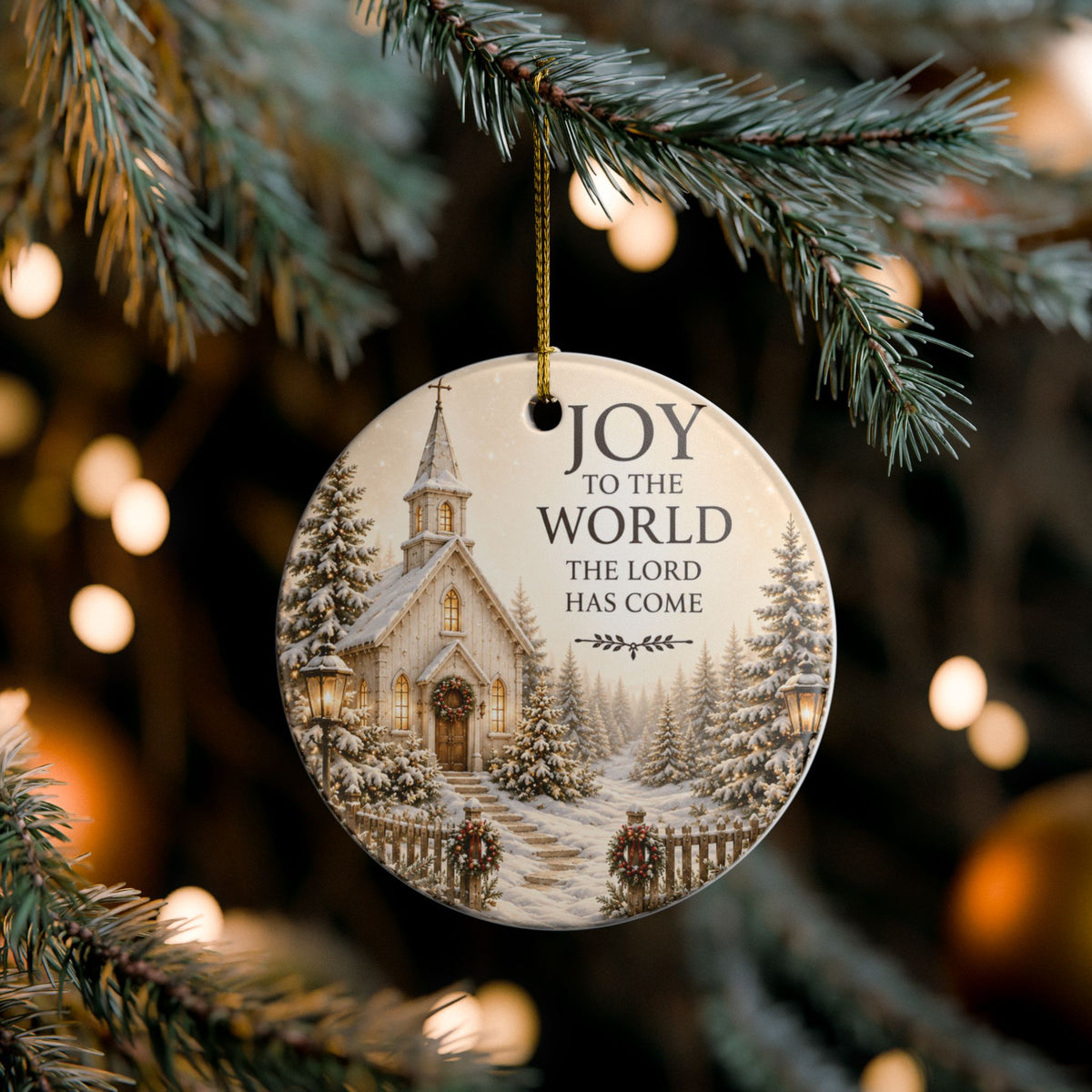 Joy to the World Christian Christmas Ornament, The Lord Has Come