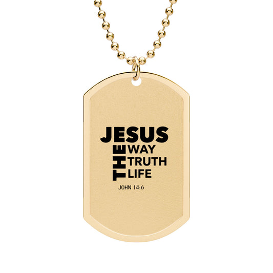 Jesus The Way, The Truth, The Life Dog Tag Necklace | John 14:6 Christian Pendant
