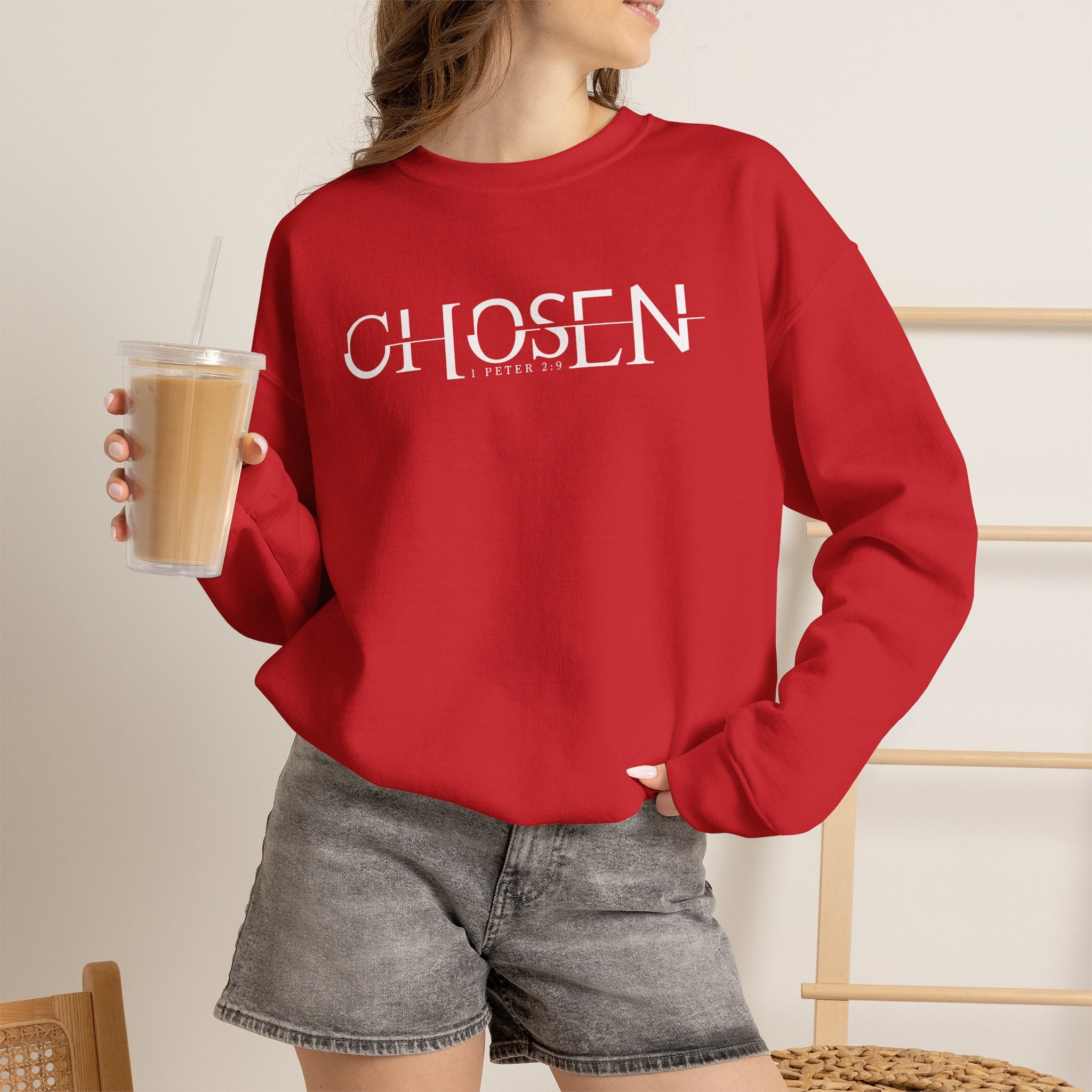 Chosen Christian Sweatshirt, Faith-Based Scripture Pullover