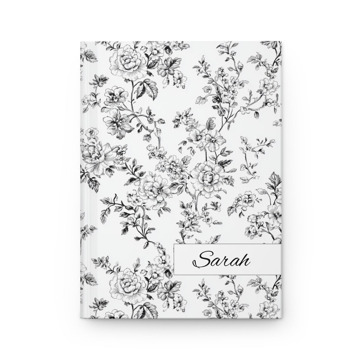 Personalized Black Toile de Jouy Floral Hardcover Journal