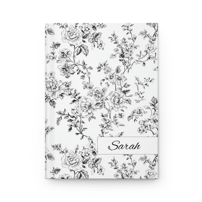 Personalized Black Toile de Jouy Floral Hardcover Journal