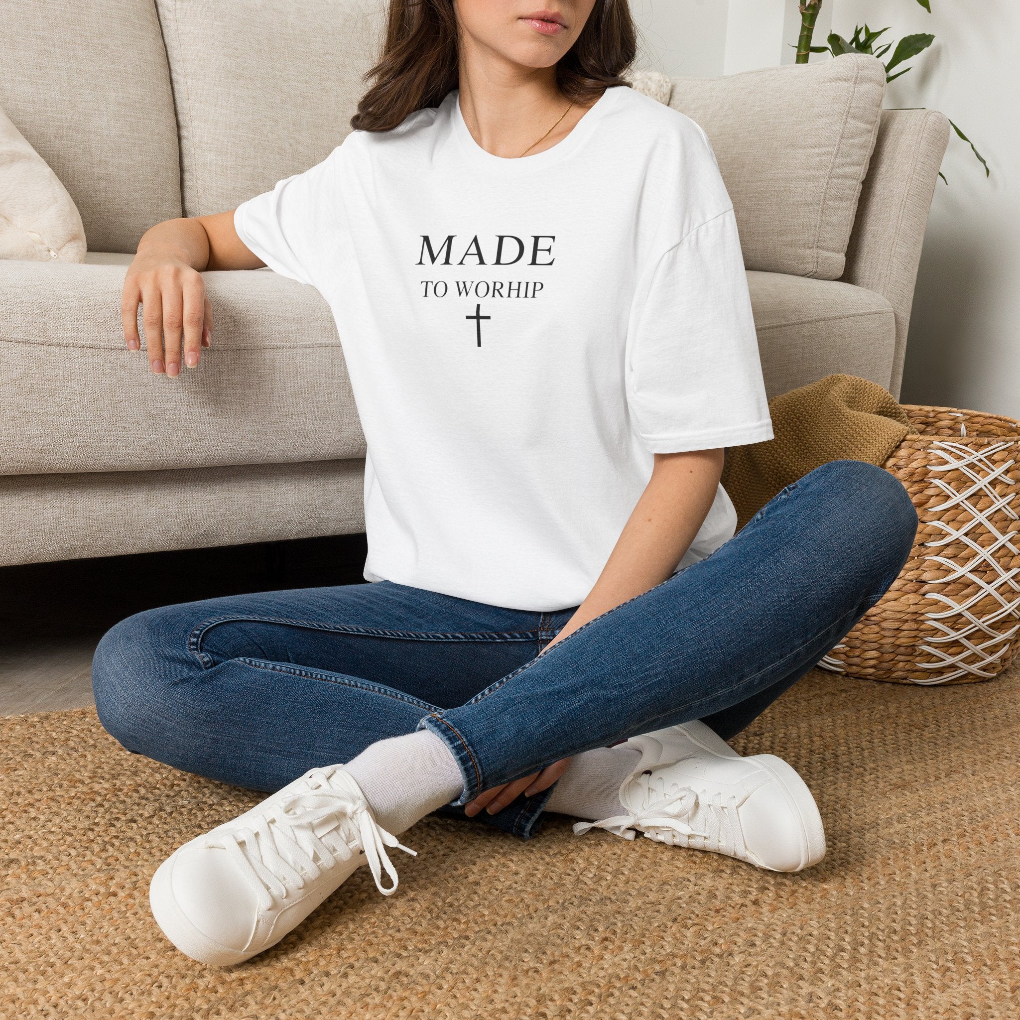 Made to Worship Christian Cross T-Shirt, Psalm 95:1