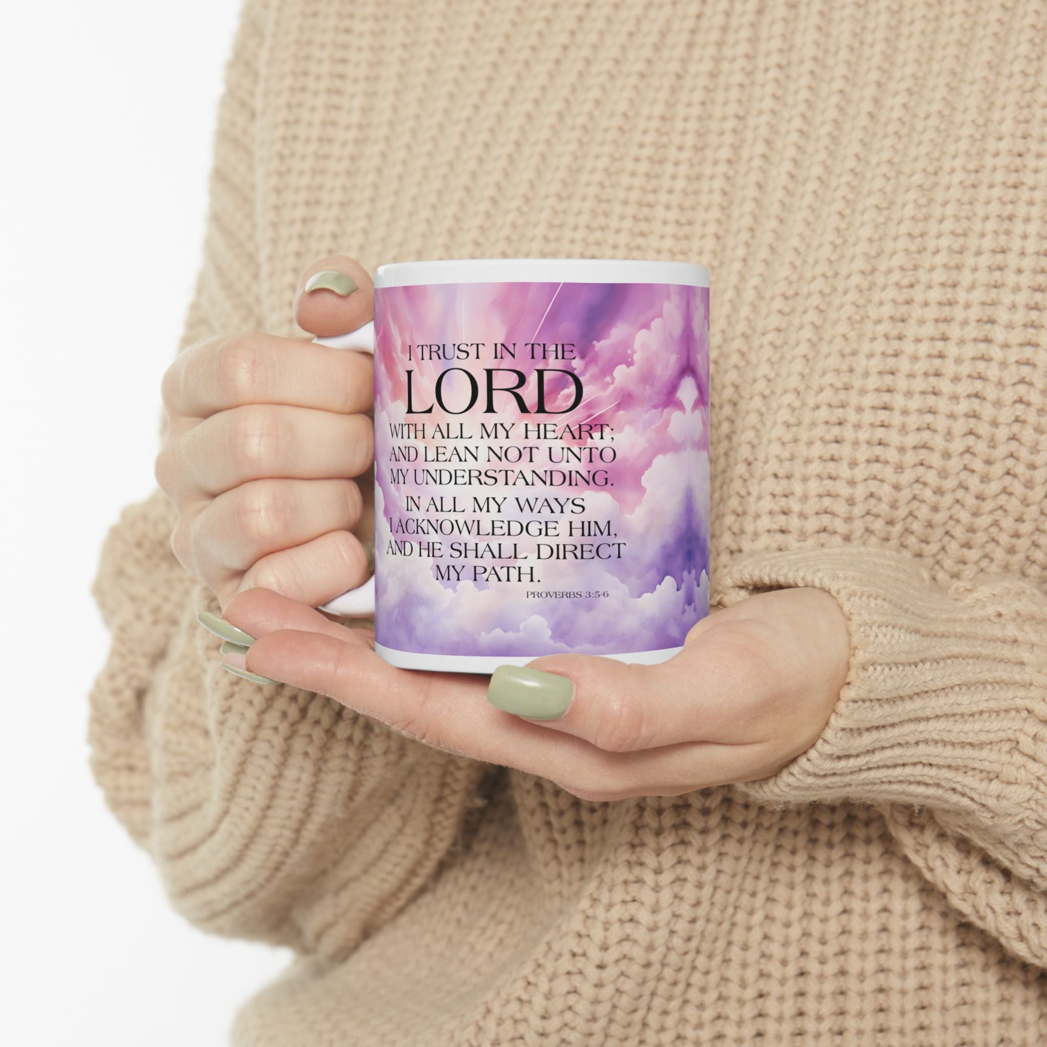 Trust in the Lord Proverbs 3:5-6 Mug, Inspirational Christian Bible Verse Mug