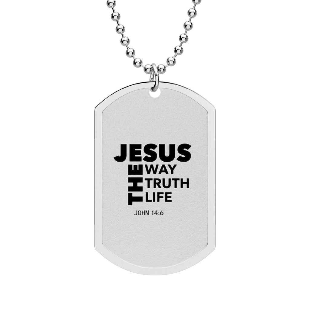 Jesus The Way, The Truth, The Life Dog Tag Necklace | John 14:6 Christian Pendant