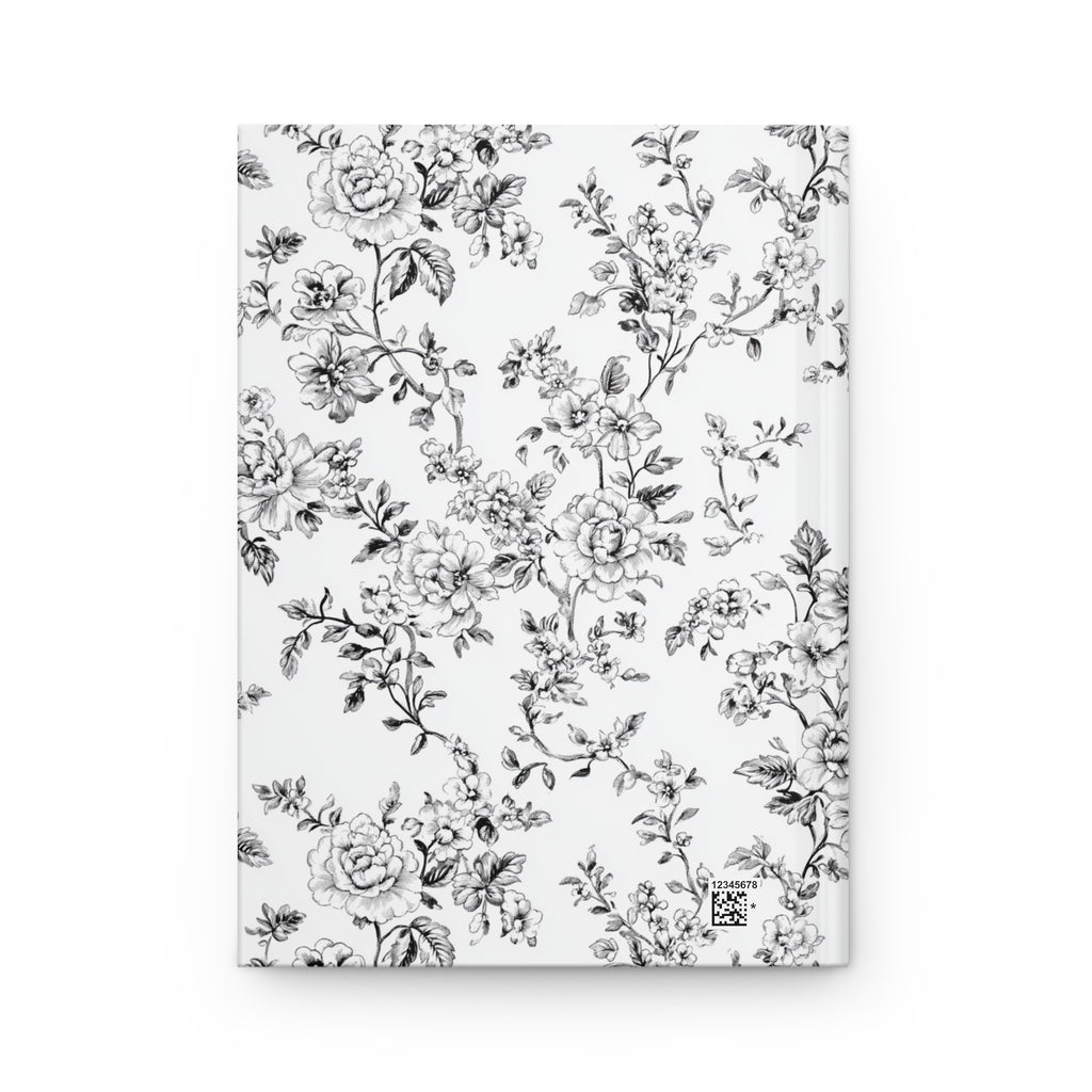 Personalized Black Toile de Jouy Floral Journal, Elegant Vintage Toile Notebook