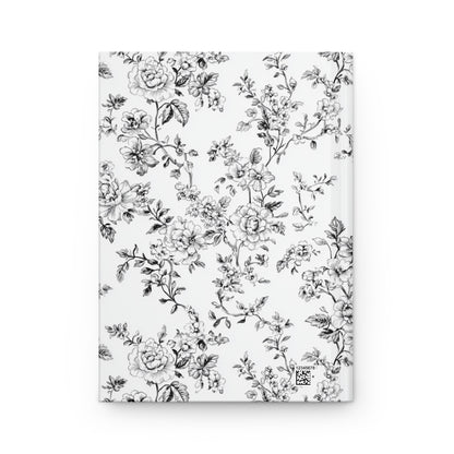Personalized Black Toile de Jouy Floral Hardcover Journal