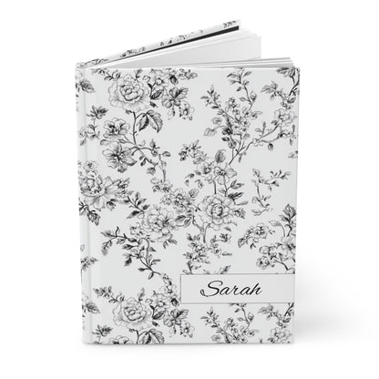Personalized Black Toile de Jouy Floral Hardcover Journal