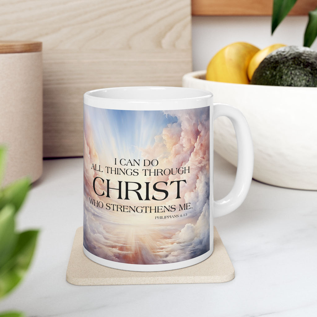 I Can Do All Things Through Christ Mug,  Philippians 4:13 Inspirational Mug