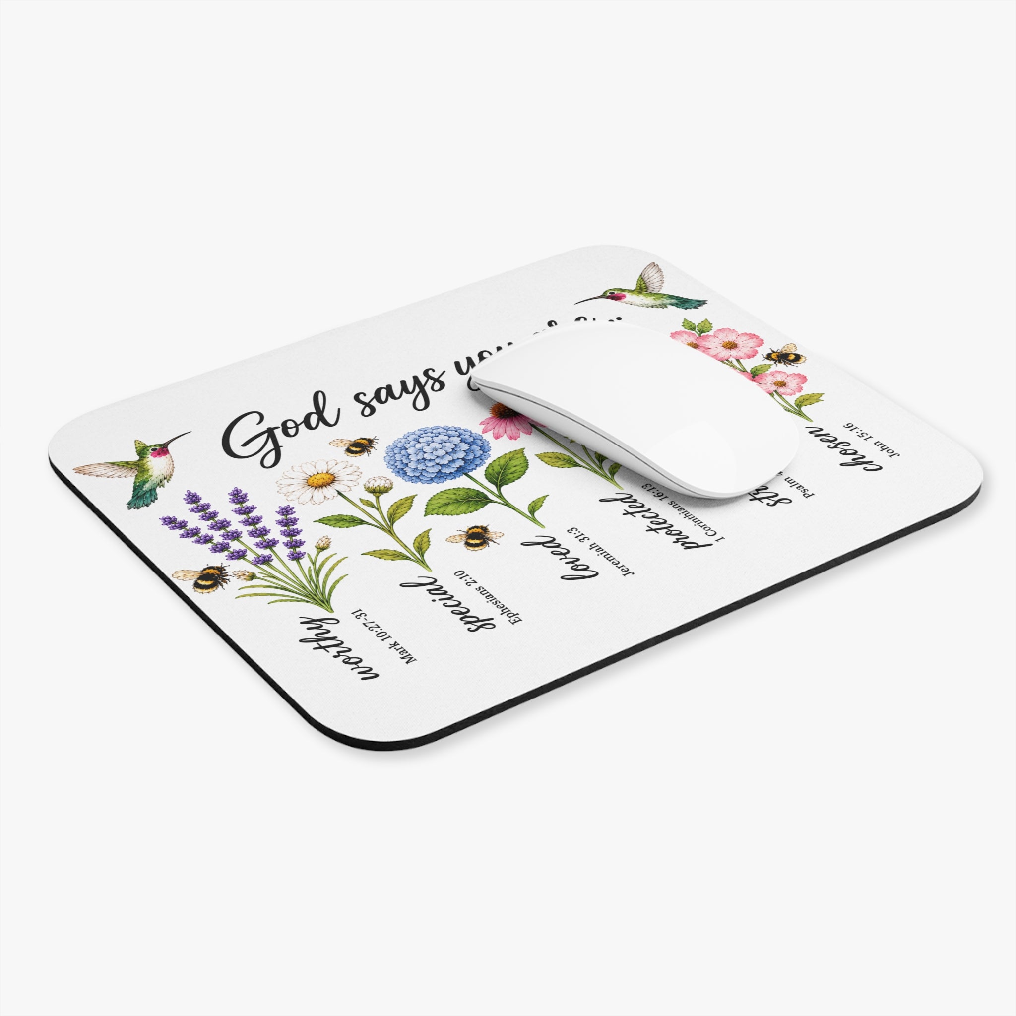 God Says You Are Worthy, Loved & Chosen Christian Mouse Pad